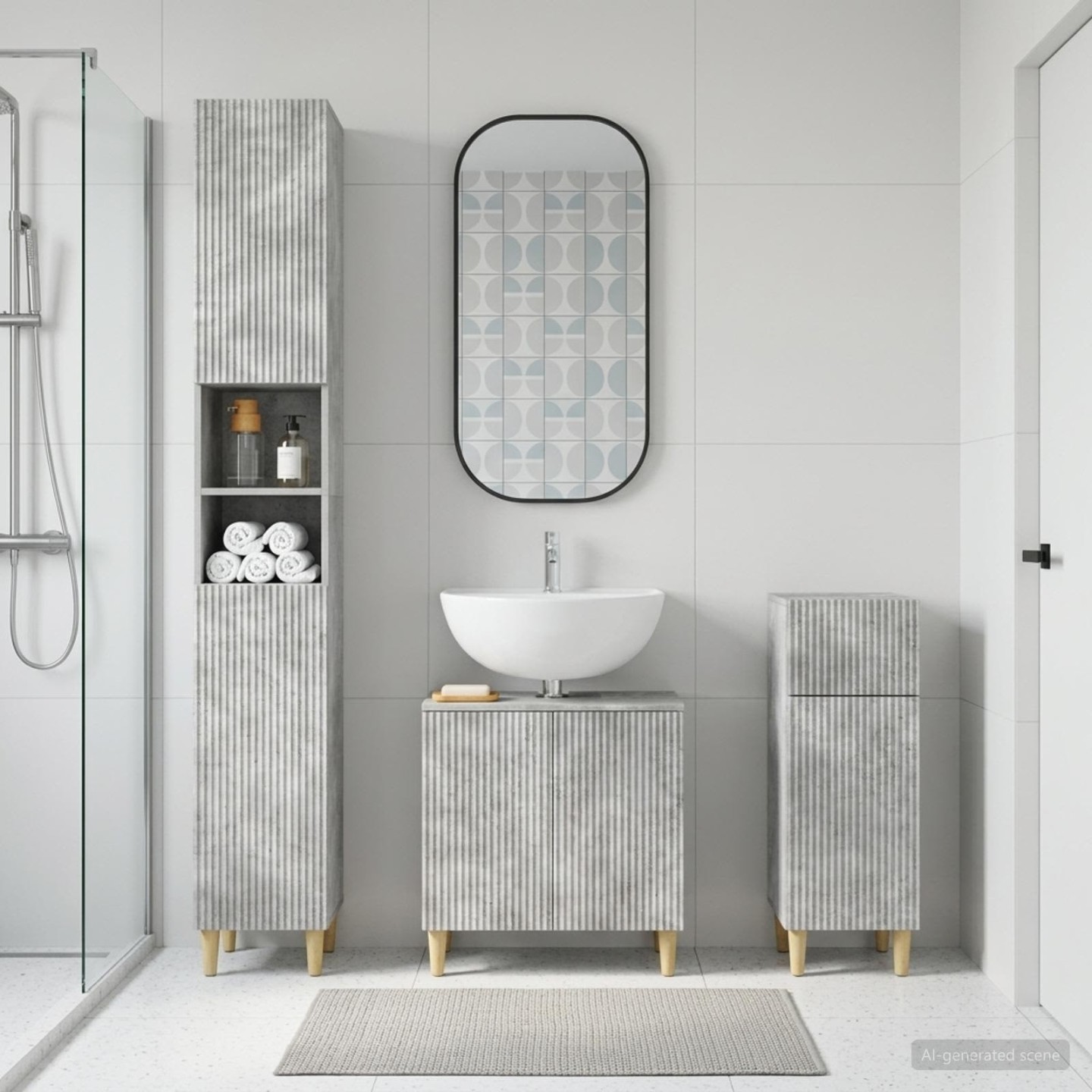 Ensemble de meuble de salle de bain 3 pièces ARNHEM Gris béton