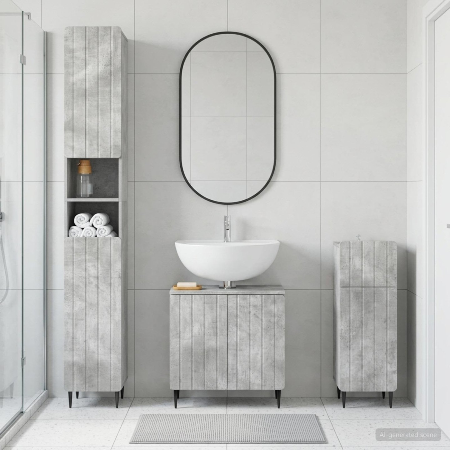 Ensemble de meuble de salle de bain 3 pièces ZWOLLE Gris béton