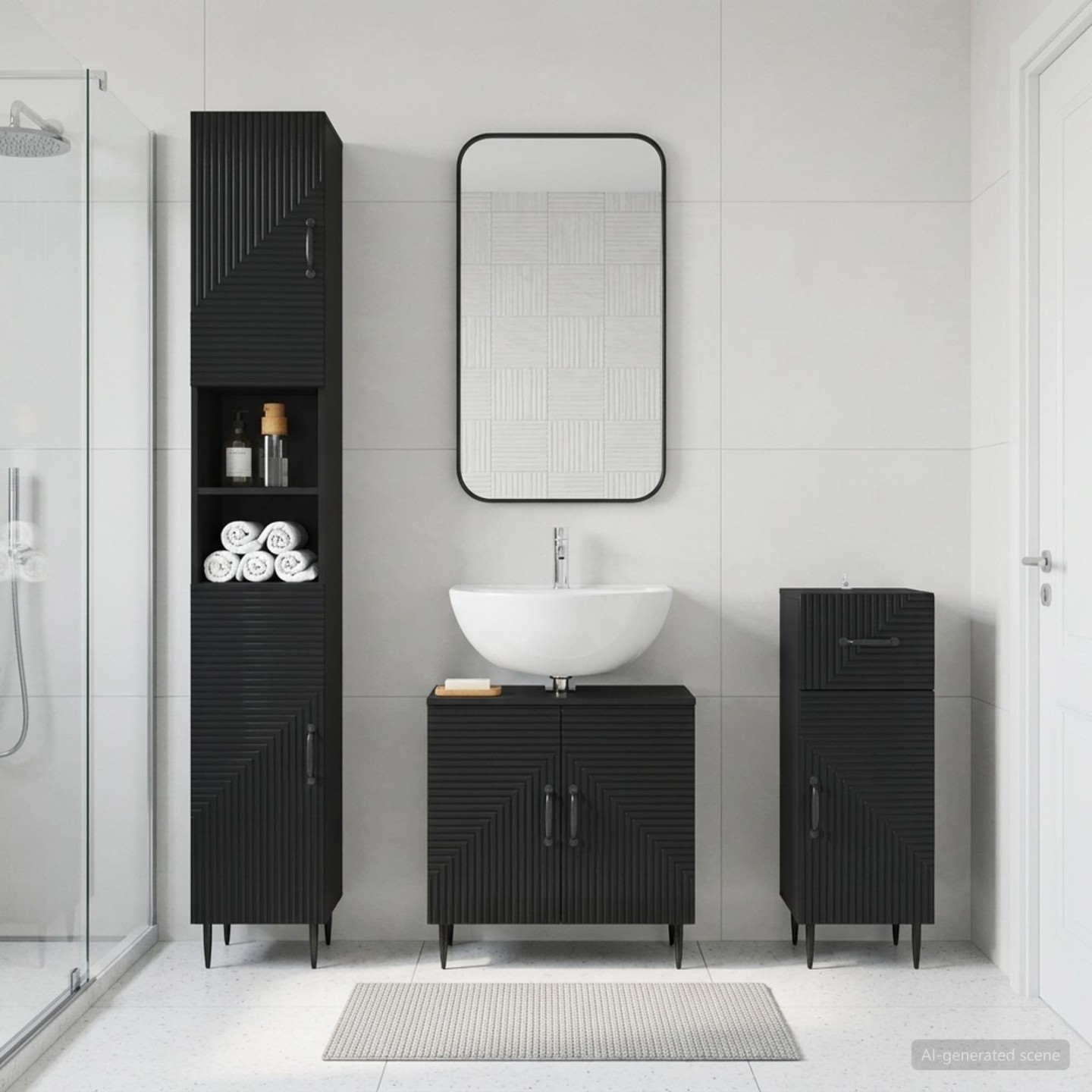 Ensemble de meuble de salle de bain 3 pièces HAARLEM Noir