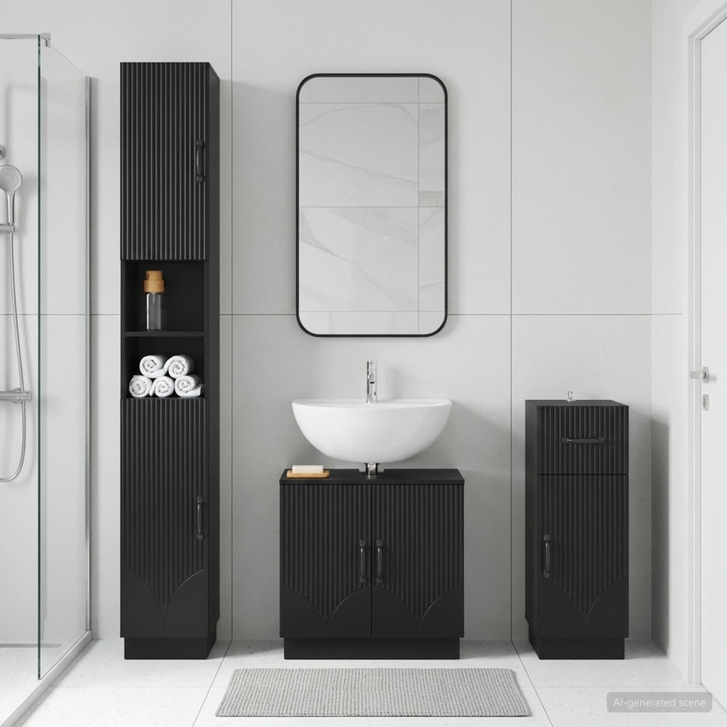 Ensemble de meuble de salle de bain 3 pièces HOORN Noir