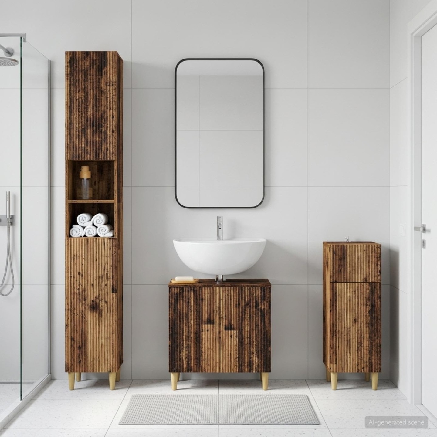 Ensemble de meuble de salle de bain 3 pièces ARNHEM Bois ancien