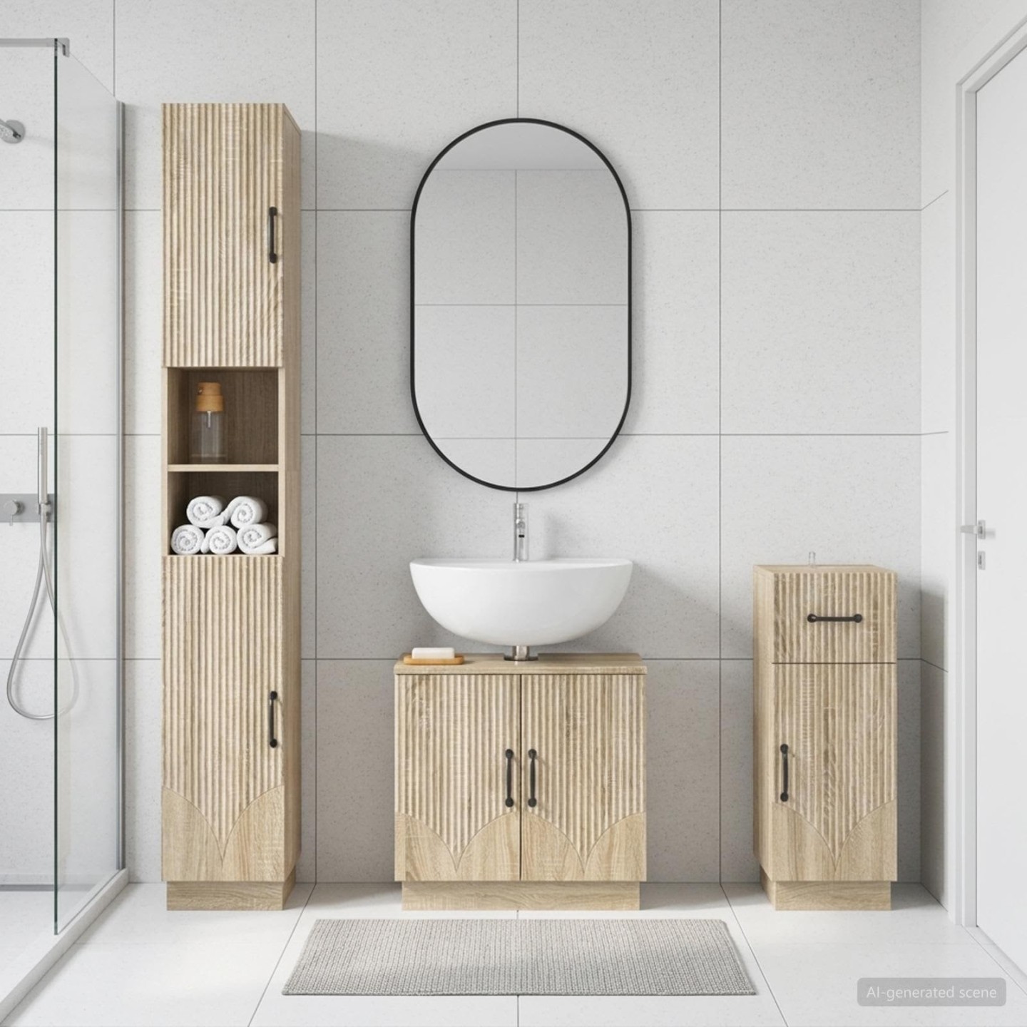 Ensemble de meuble de salle de bain 3 pièces HOORN Chêne Sonoma