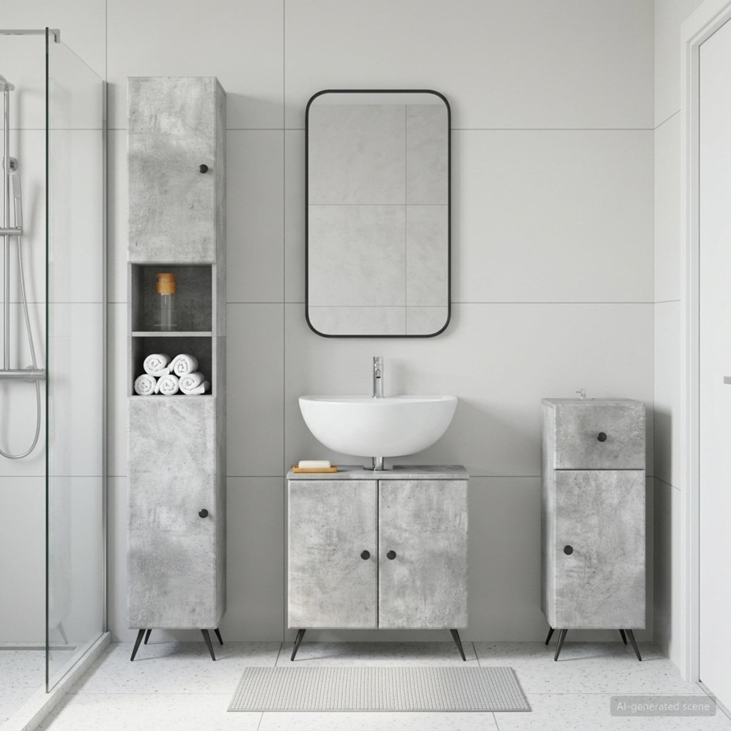 Ensemble de meuble de salle de bain 3 pièces BREDA Gris béton