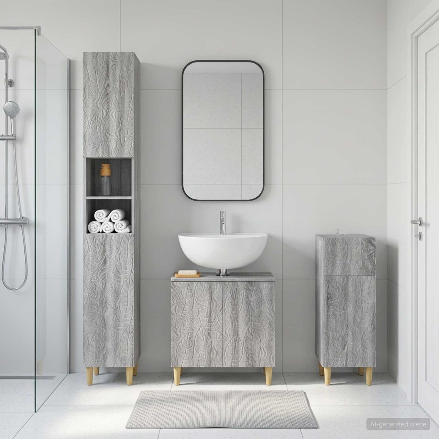 Ensemble de meuble de salle de bain 3 pièces DELFT Sonoma gris