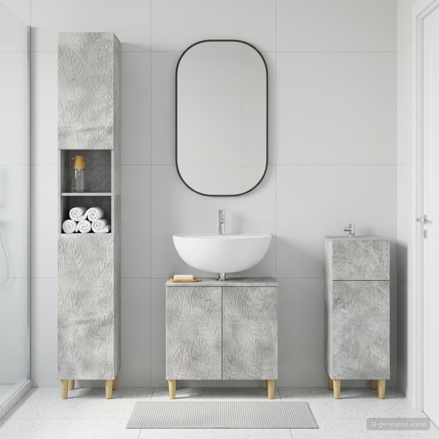 Ensemble de meuble de salle de bain 3 pièces DELFT Gris béton