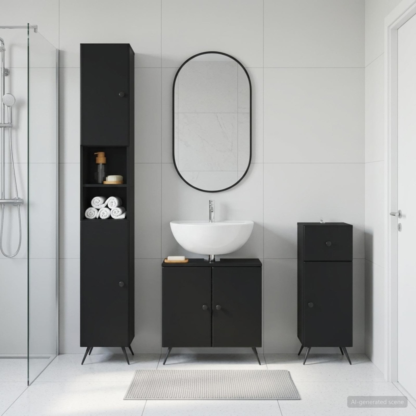Ensemble de meuble de salle de bain 3 pièces BREDA Noir