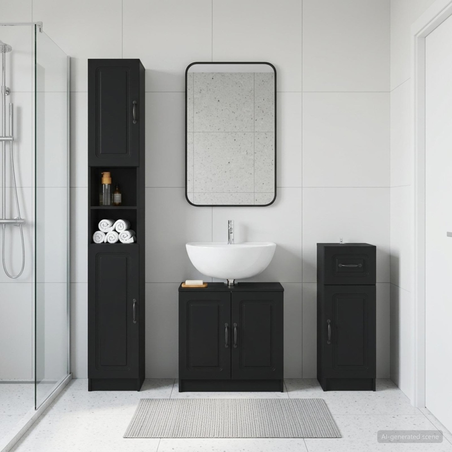 Ensemble de meuble de salle de bain 3 pièces UTRECHT Noir