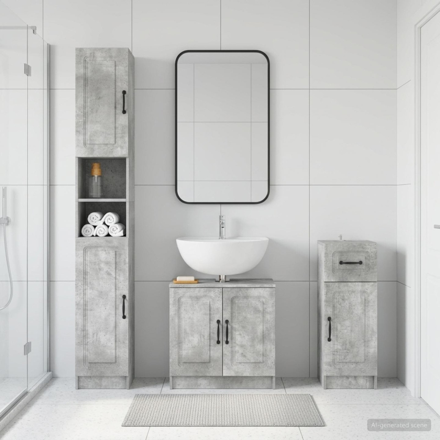 Ensemble de meuble de salle de bain 3 pièces UTRECHT Gris béton