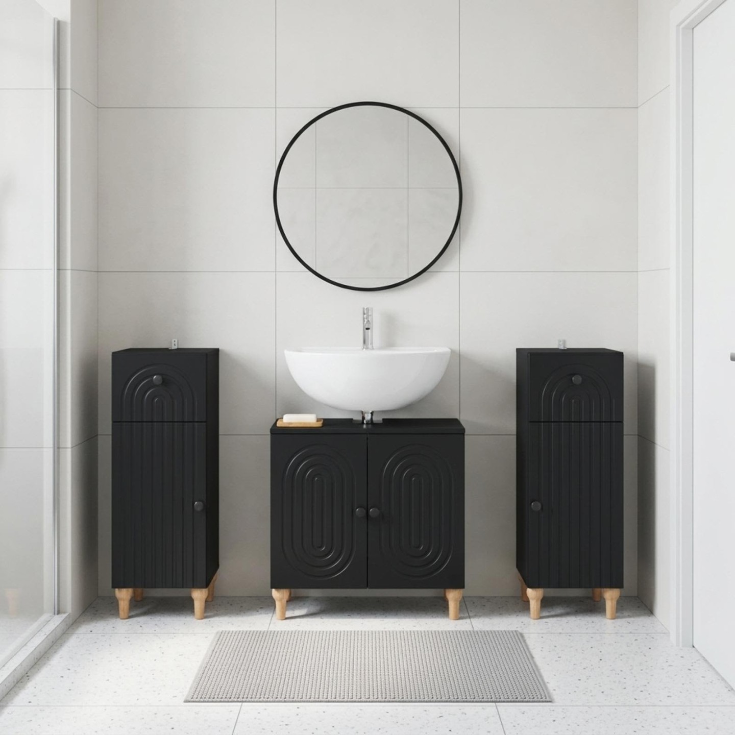 Ensemble de meuble de salle de bain 3 pièces ALKMAAR Noir