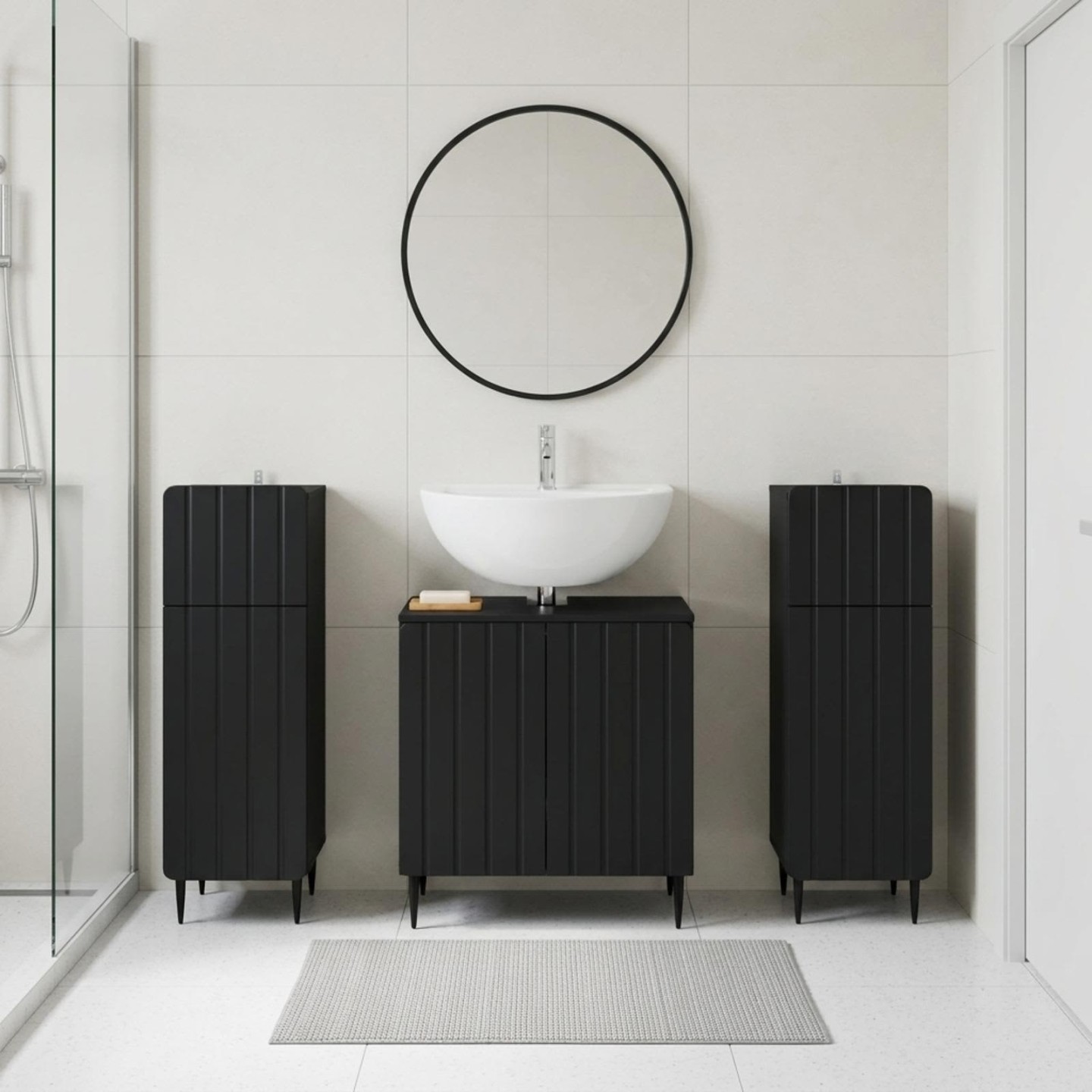 Ensemble de meuble de salle de bain 3 pièces ZWOLLE Noir