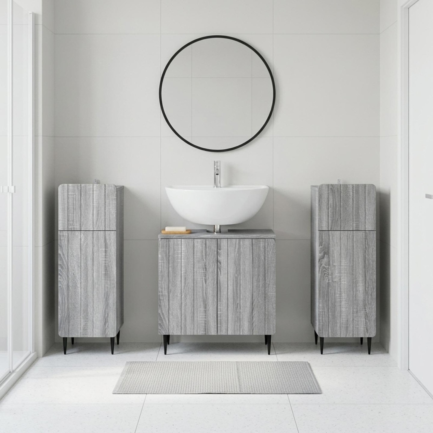 Ensemble de meuble de salle de bain 3 pièces ZWOLLE Sonoma gris