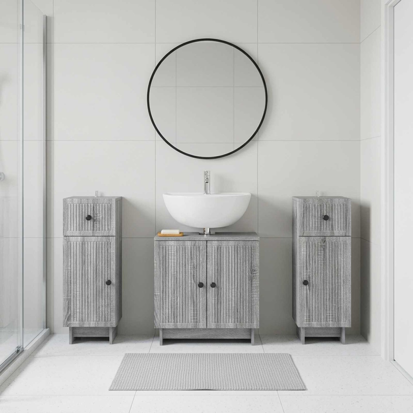 Ensemble de meuble de salle de bain 3 pièces EDE Sonoma gris