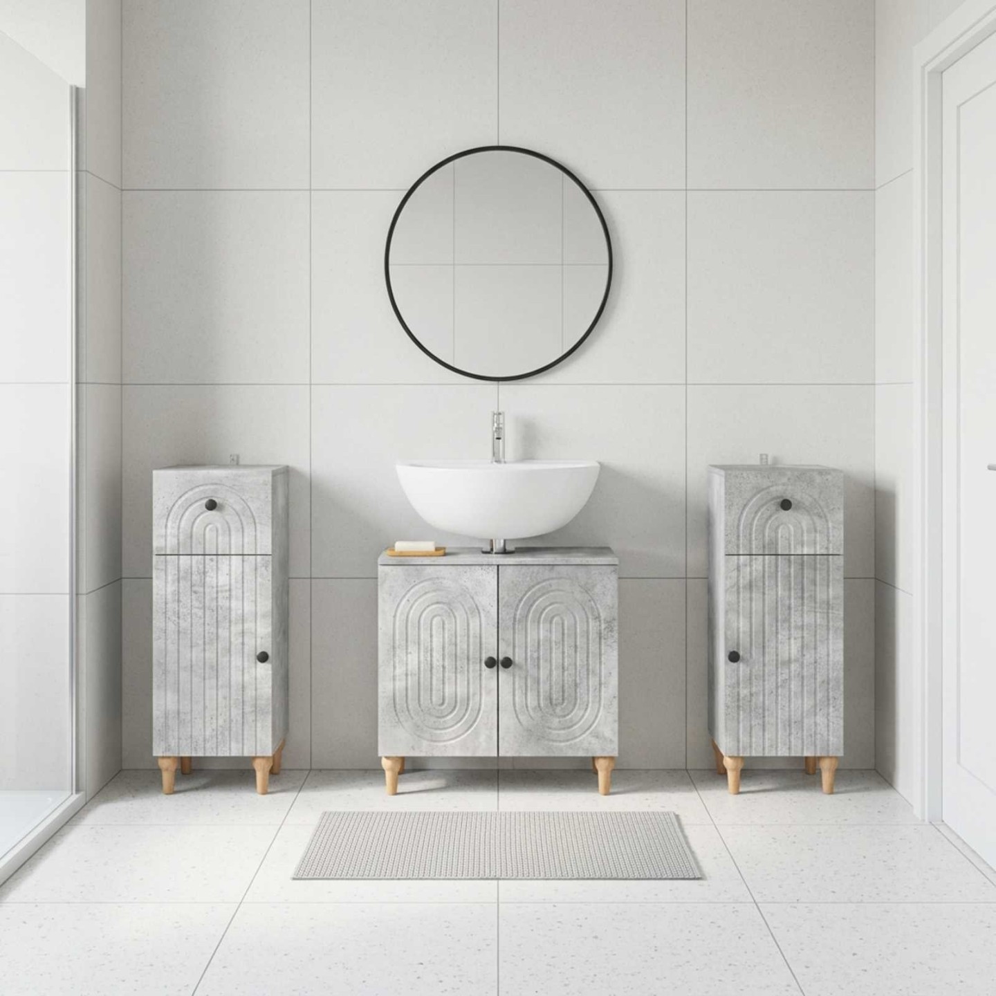 Ensemble de meuble de salle de bain 3 pièces ALKMAAR Gris béton