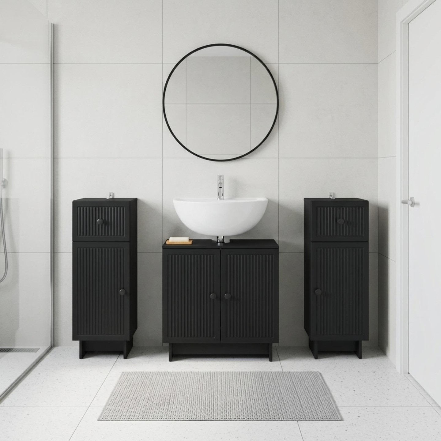 Ensemble de meuble de salle de bain 3 pièces EDE Noir