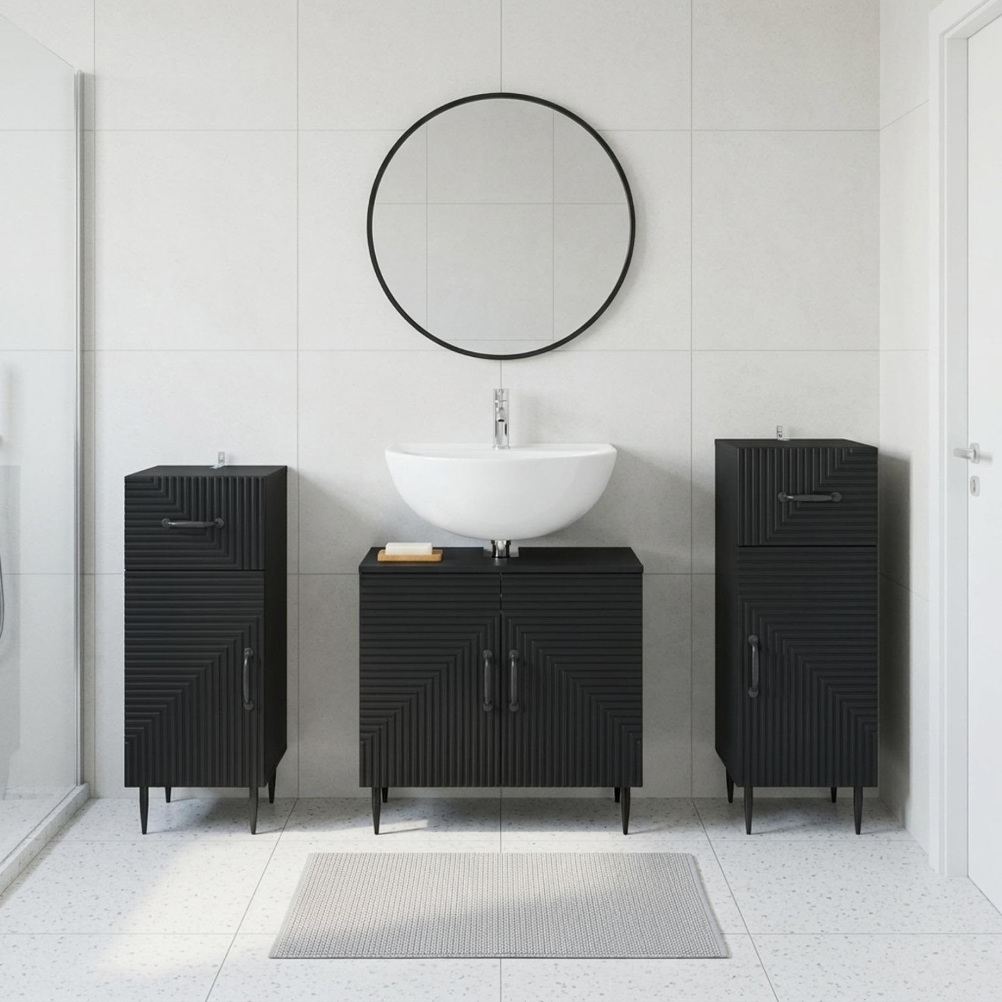 Ensemble de meuble de salle de bain 3 pièces HAARLEM Noir
