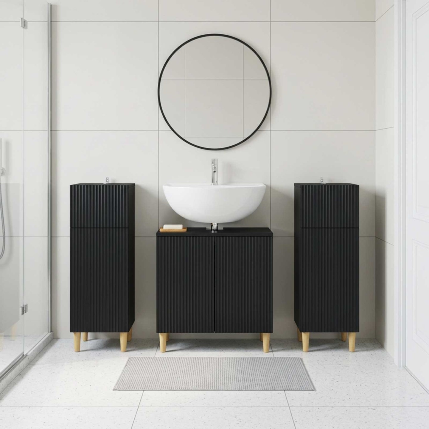 Ensemble de meuble de salle de bain 3 pièces ARNHEM Noir