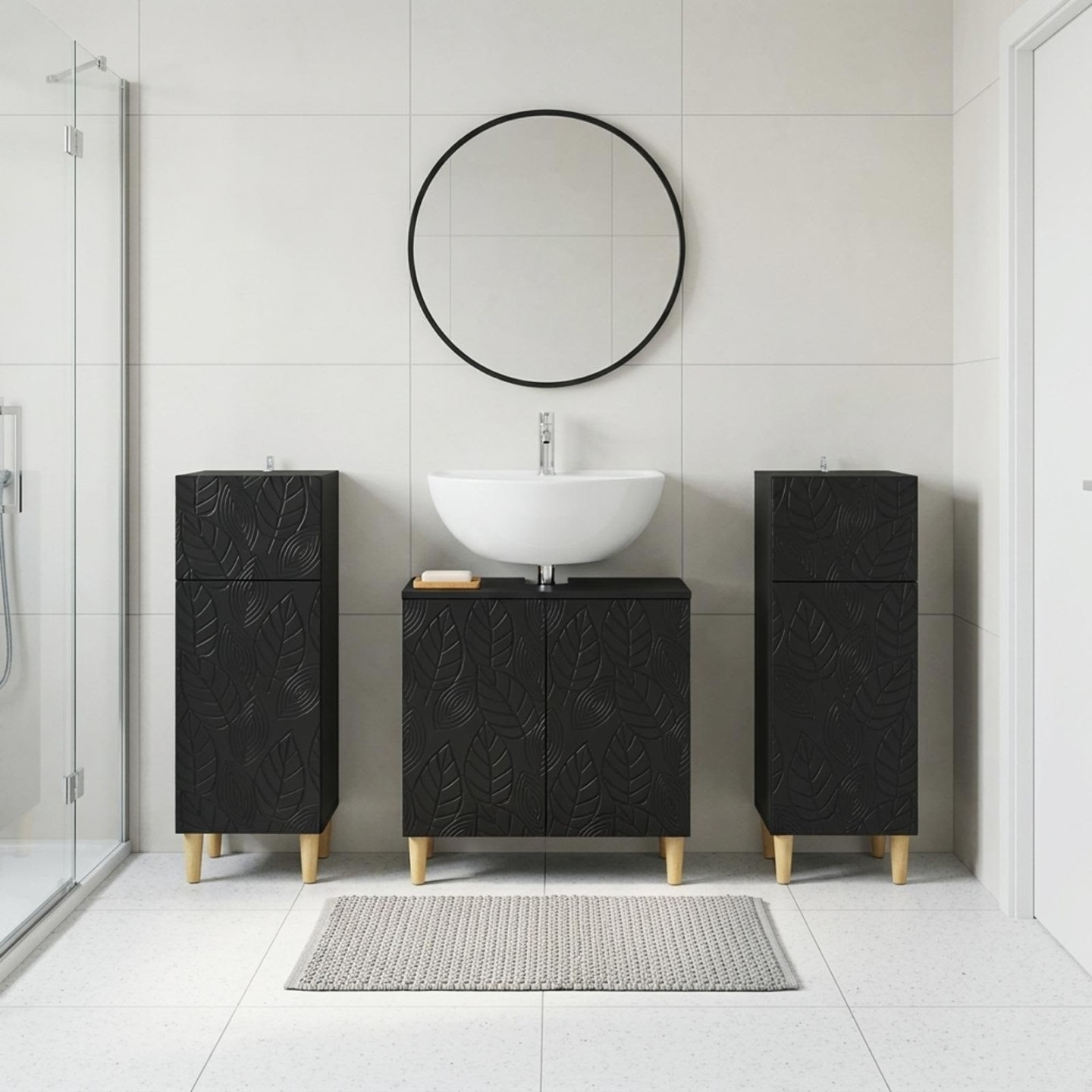 Ensemble de meuble de salle de bain 3 pièces DELFT Noir