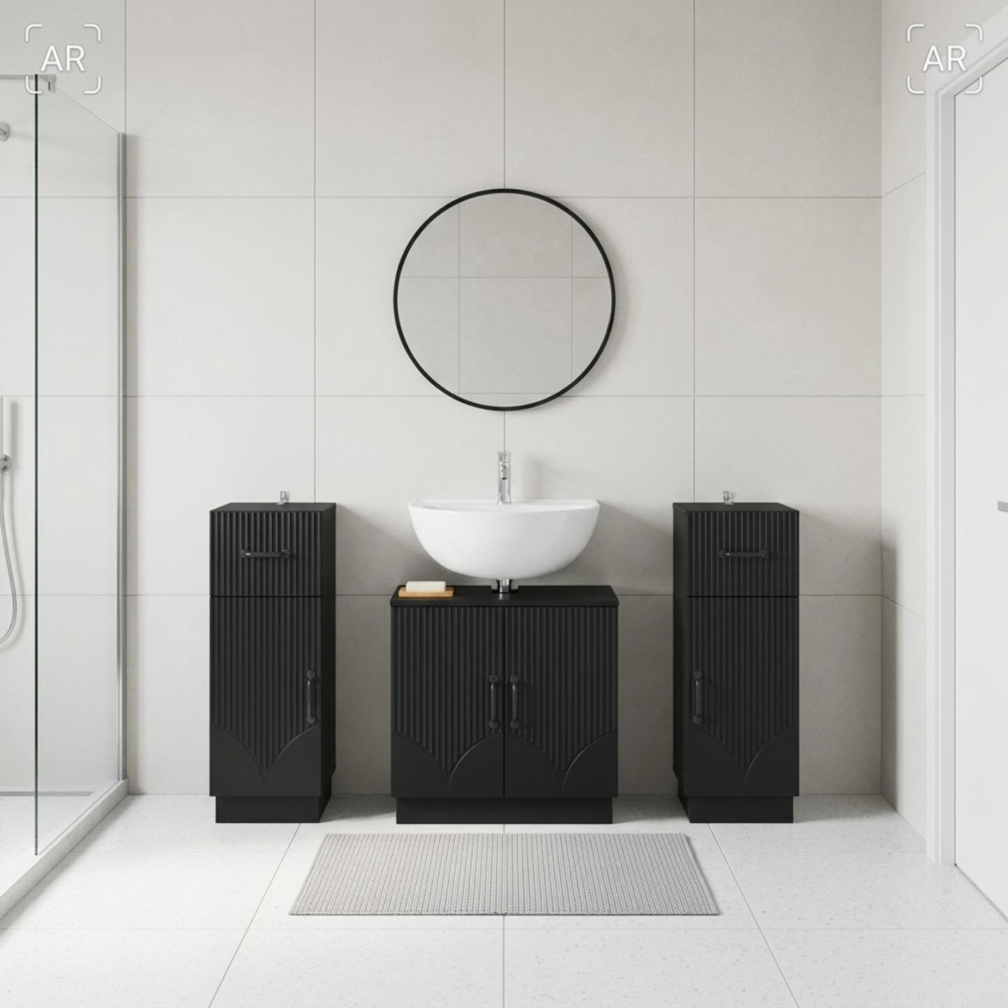Ensemble de meuble de salle de bain 3 pièces HOORN Noir