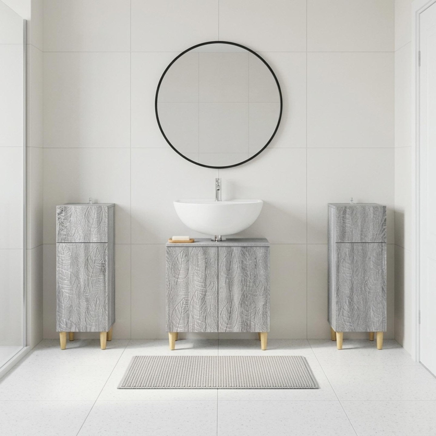Ensemble de meuble de salle de bain 3 pièces DELFT Sonoma gris