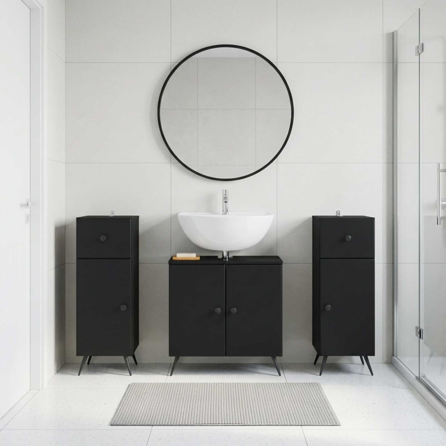 Ensemble de meuble de salle de bain 3 pièces BREDA Noir