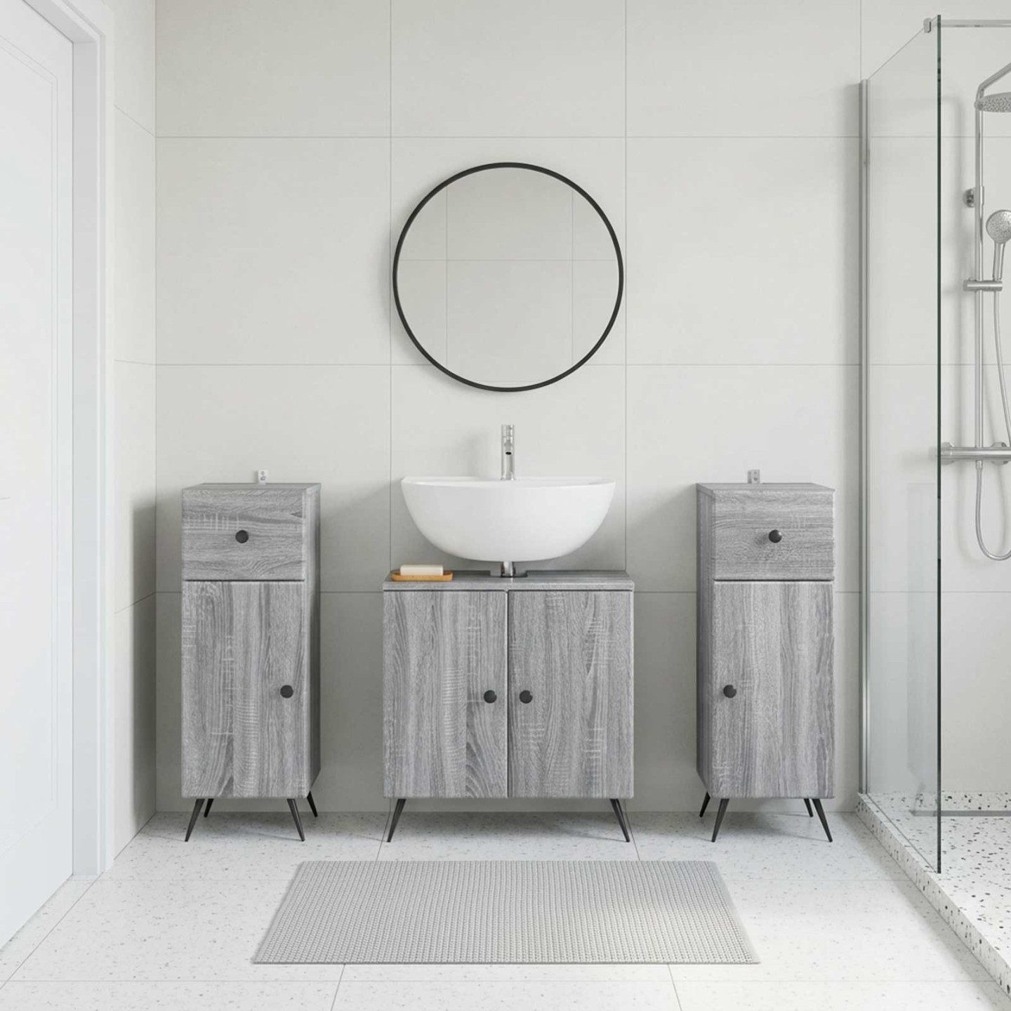 Ensemble de meuble de salle de bain 3 pièces BREDA Sonoma gris