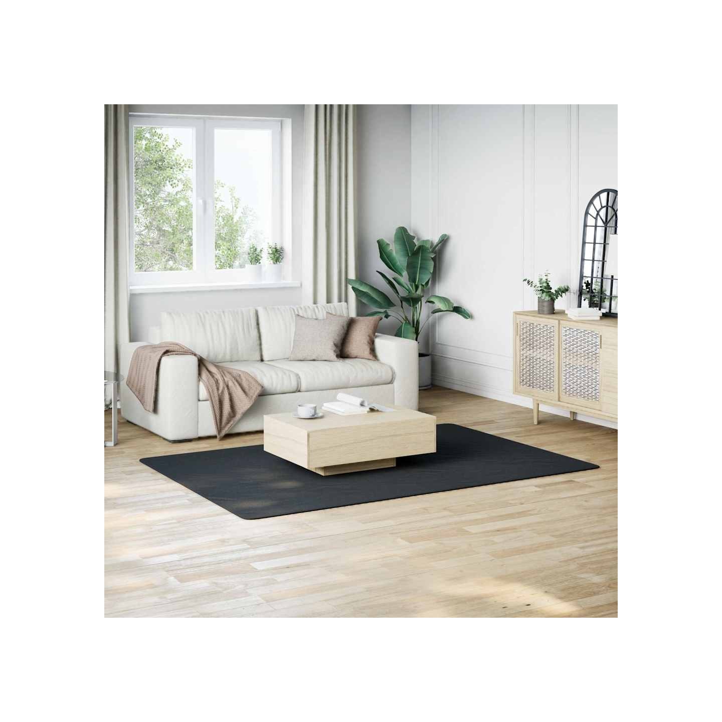 Tapis lavable à poils courts doux et moelleux antidérapant noir