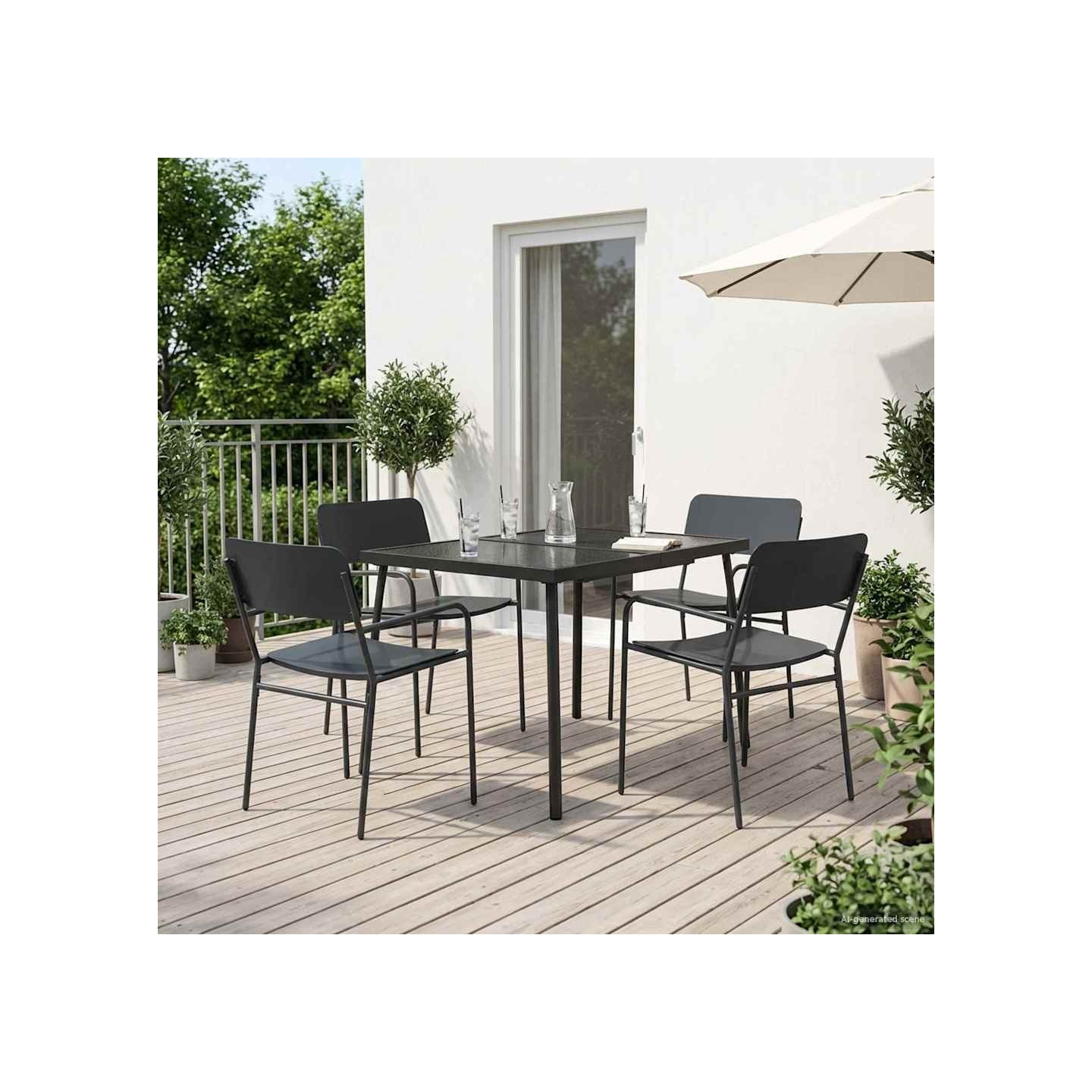 Ensemble de salle à manger 5 pc Anthracite Acier