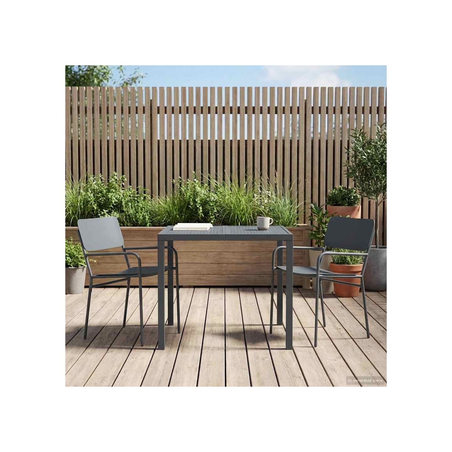 Ensemble de meubles d'extérieur 3 pc Anthracite Acier