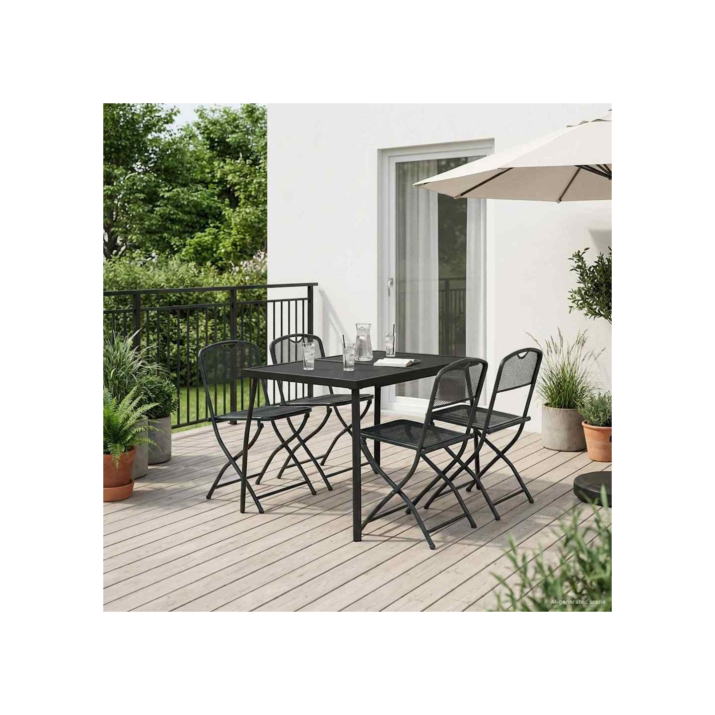 Ensemble de meubles d'extérieur 5 pc Anthracite Fer et Acier