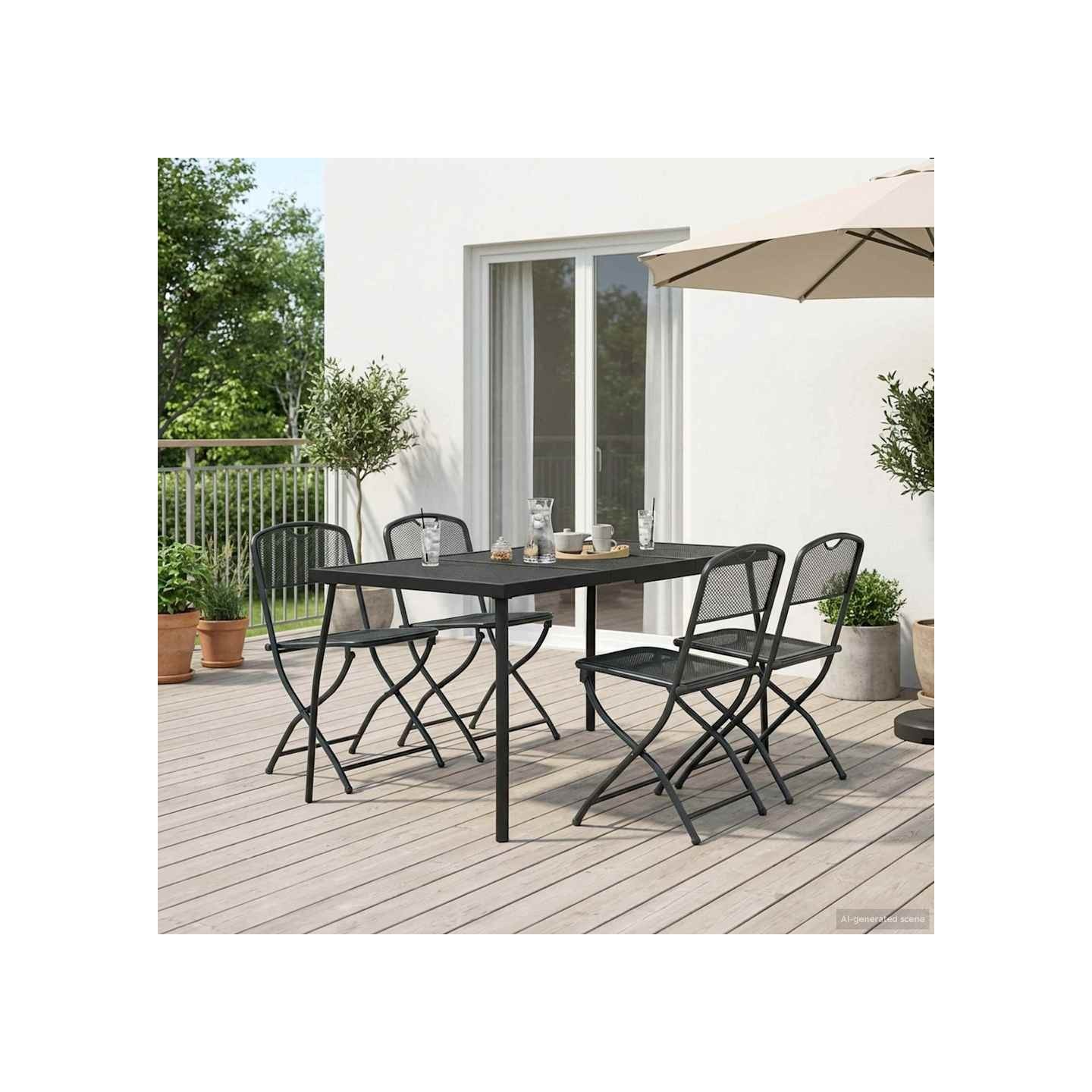 Ensemble de meubles d'extérieur 5 pc Anthracite Fer et Acier