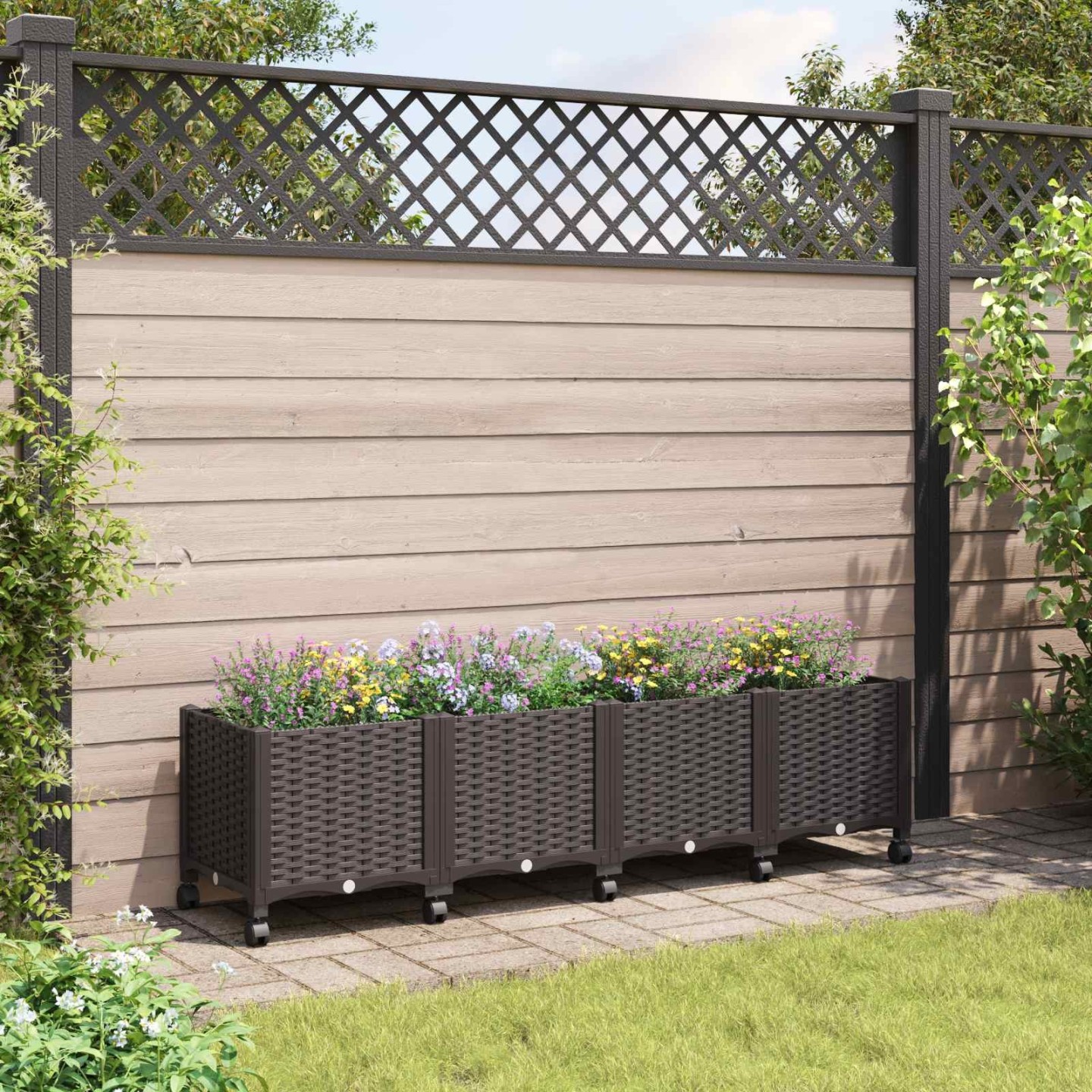 Jardinière avec Roues Marron 160 x 40 x 44 cm PP