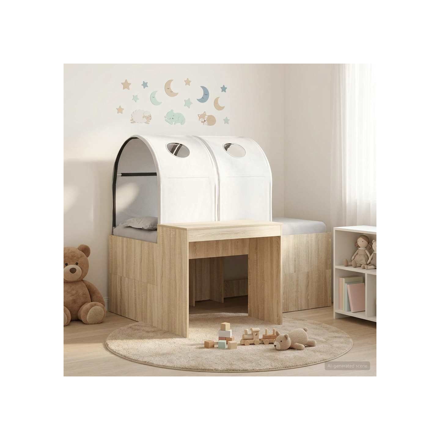 Lit avec Tunnel 3 pc Chêne Sonoma et blanc Bois d'ingénierie
