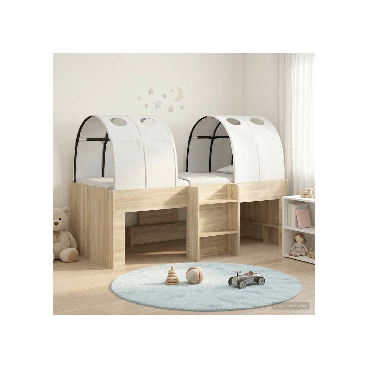 Lit avec Tunnel 3 pc Sonoma et Blanc Bois d'ingénierie