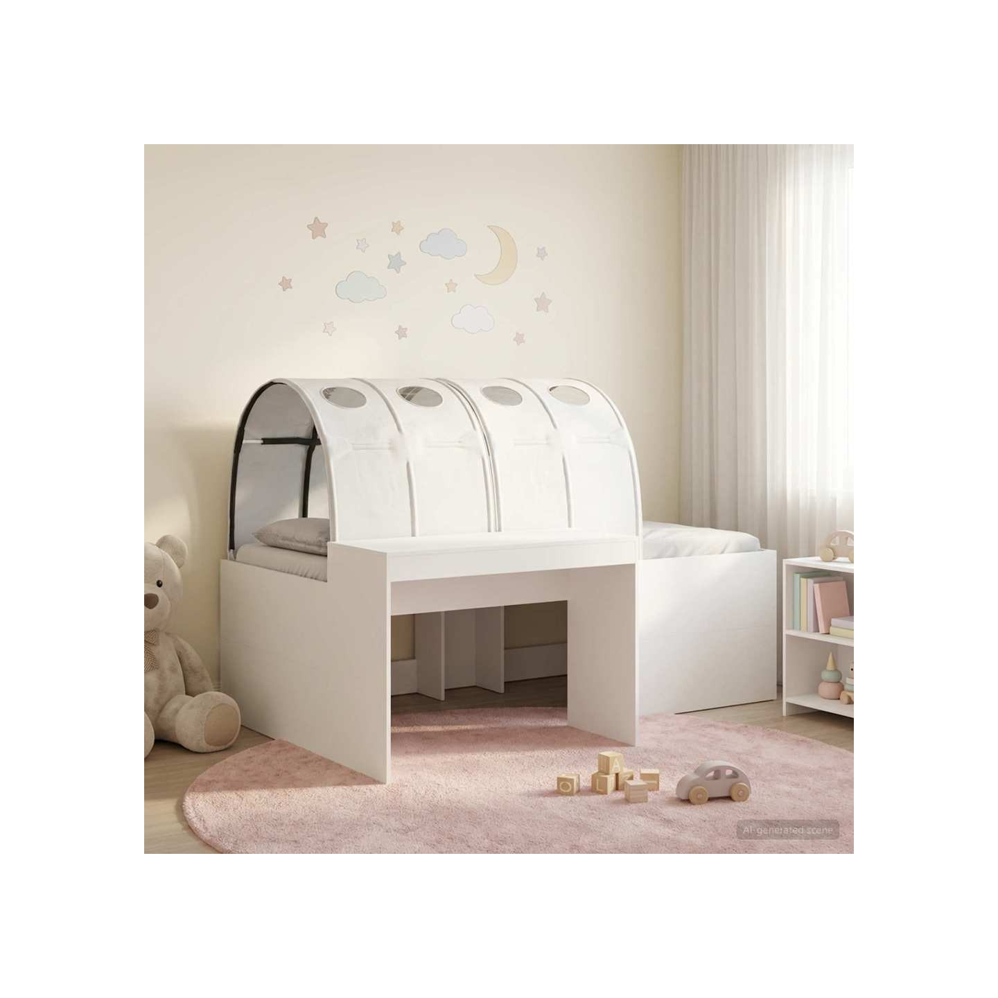 Lit avec Tunnel 3 pc Blanc 118,6 x 193,2 x 75,1 cm