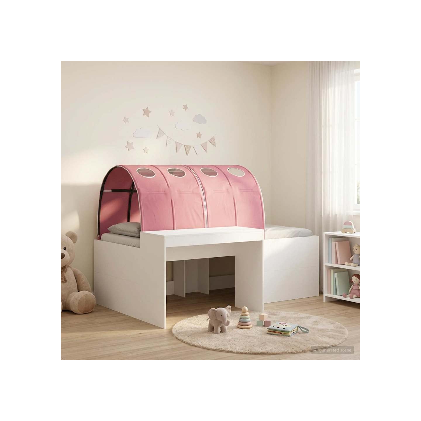 Lit avec Tunnel 3 pc Blanc et rose 118,6 x 193,2 x 75,1 cm