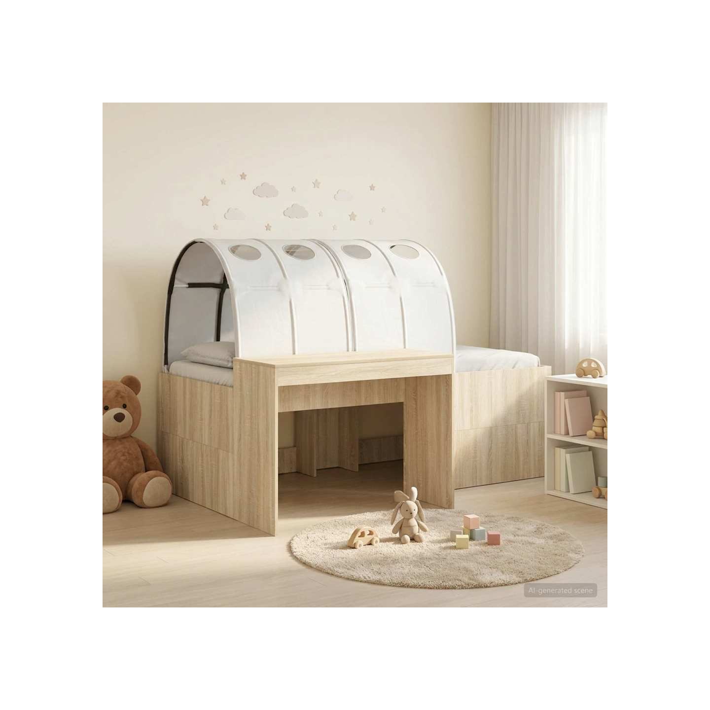 Lit avec Tunnel 3 pc Chêne Sonoma et noir