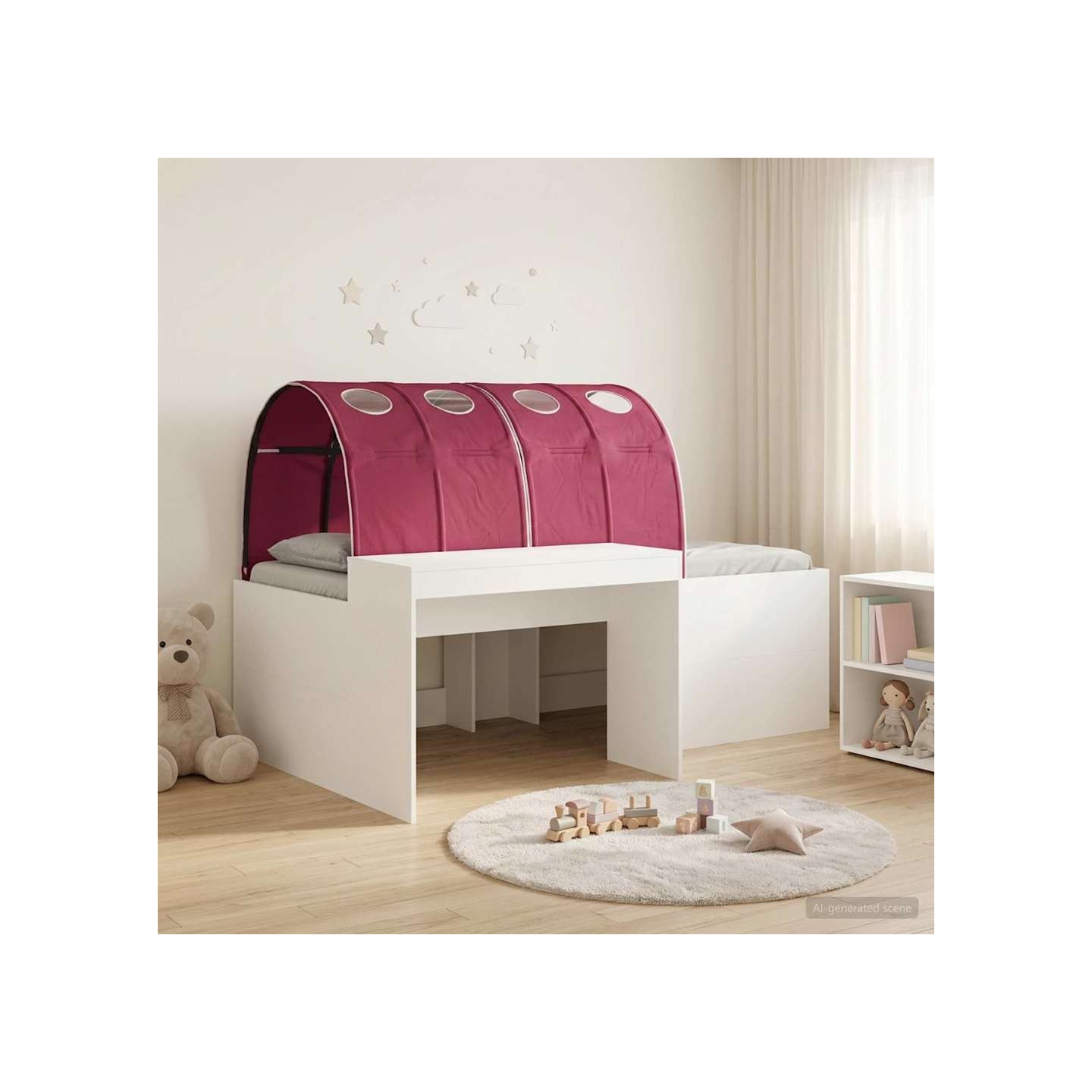 Lit avec Tunnel 3 pc Blanc et rouge 118,6 x 193,2 x 75,1 cm