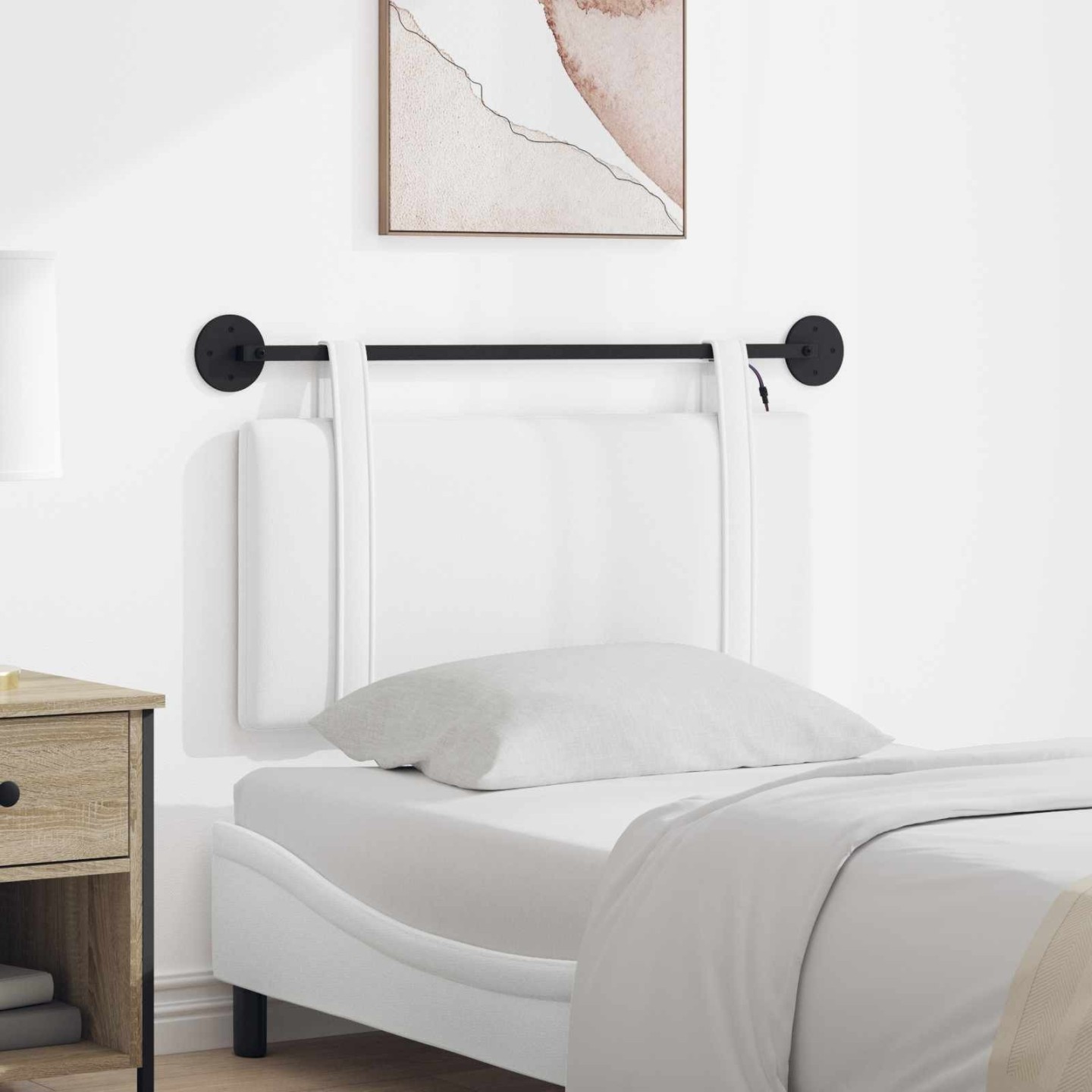 Tête de lit suspendue Blanc Tissu