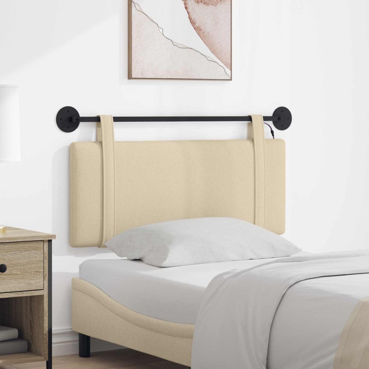 Tête de lit suspendue Crème Tissu