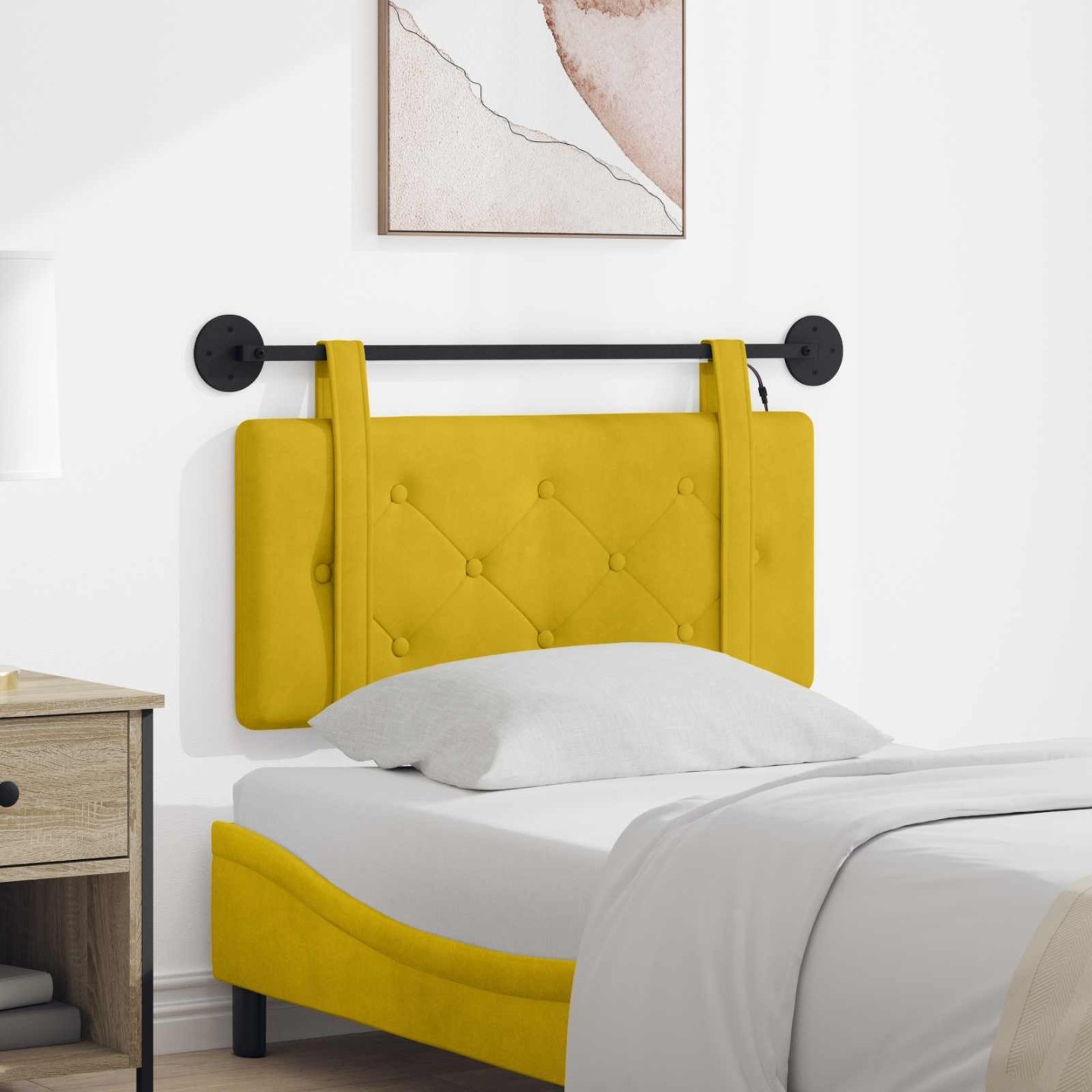 Tête de lit suspendue Jaune Velours