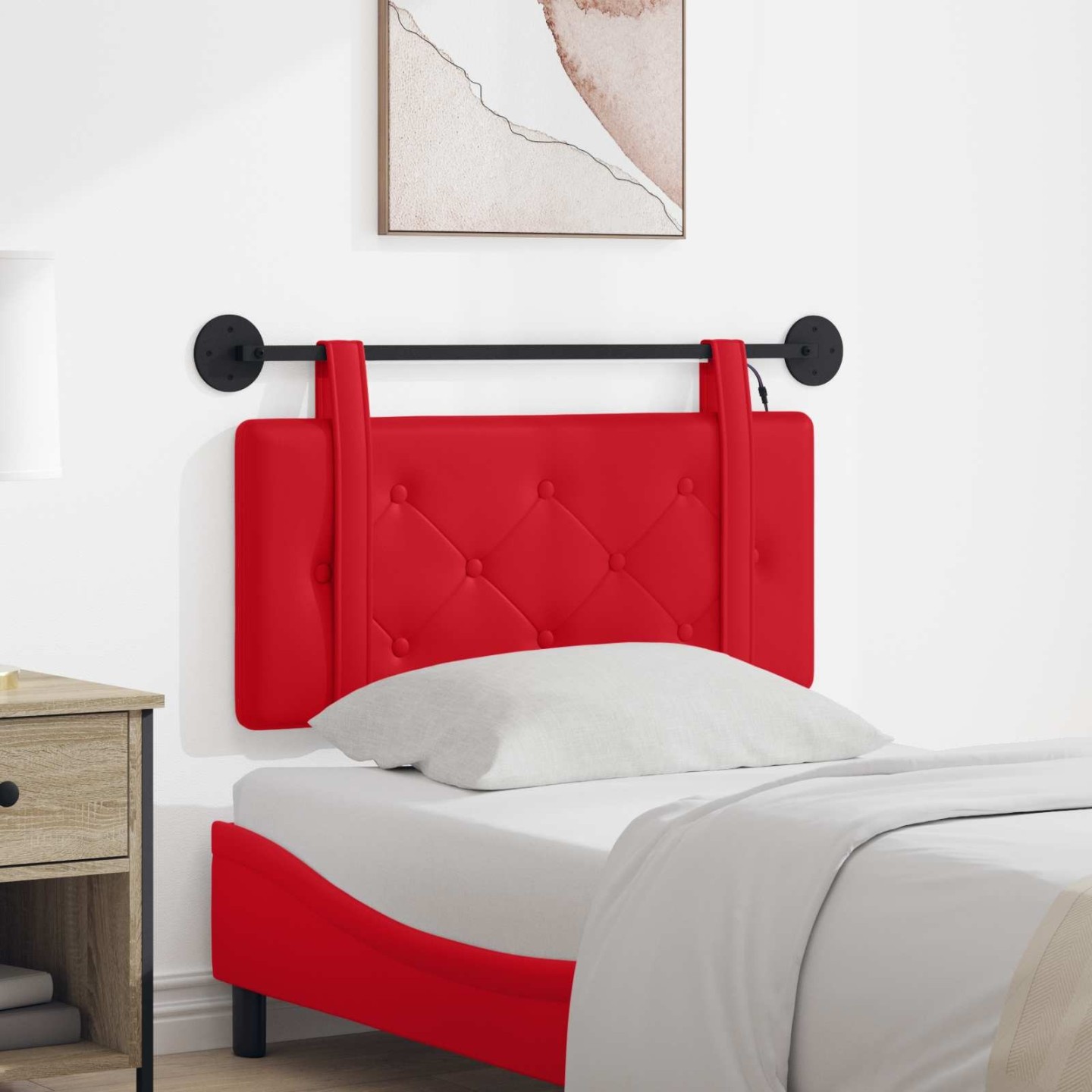 Tête de lit suspendue Rouge Simili cuir