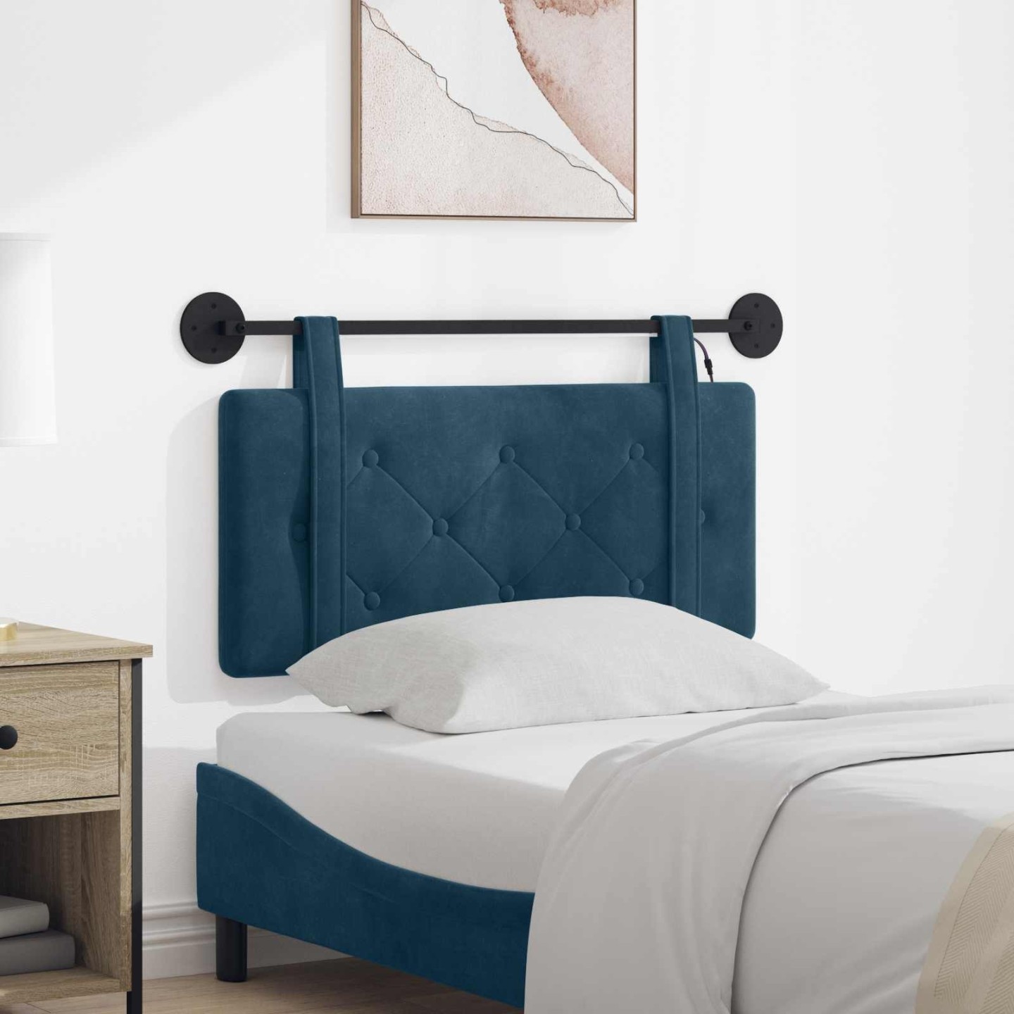Tête de lit suspendue Bleu Velours