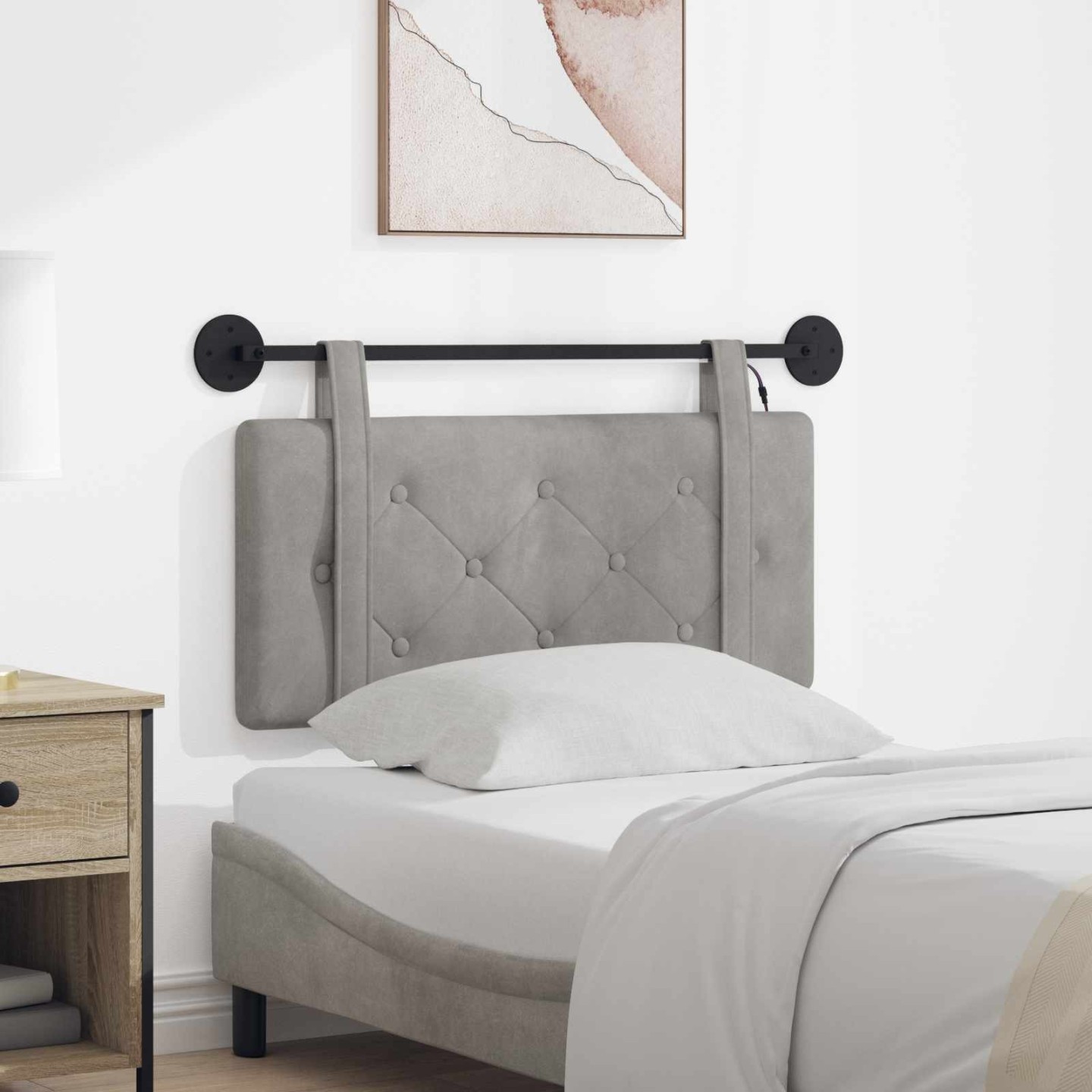Tête de lit suspendue Gris clair Velours