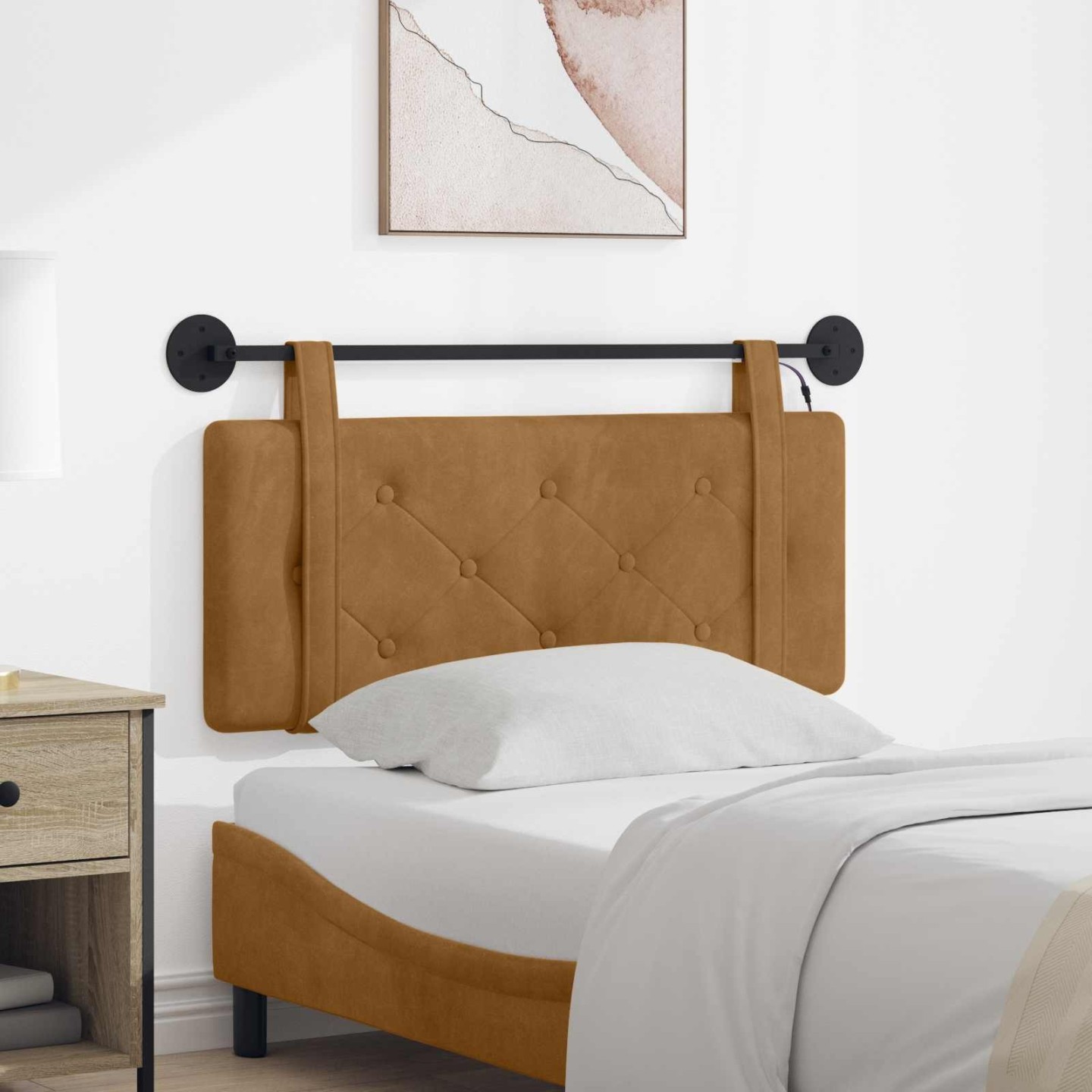 Tête de lit suspendue Marron Velours