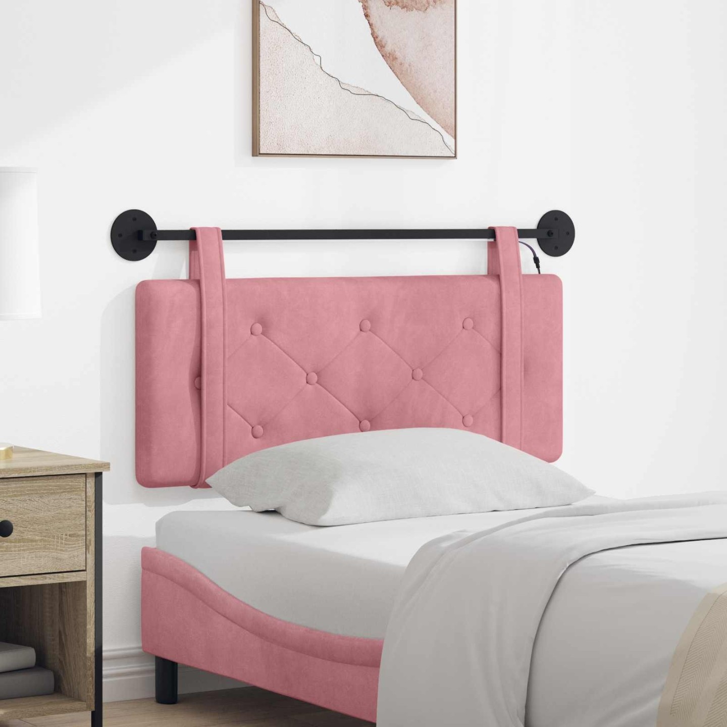 Tête de lit suspendue Rose Velours