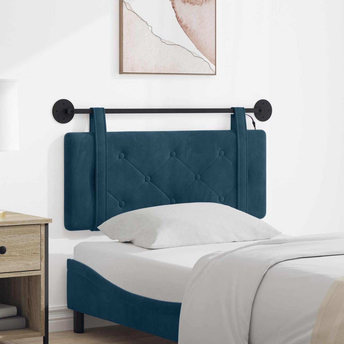 Tête de lit suspendue Bleu Velours