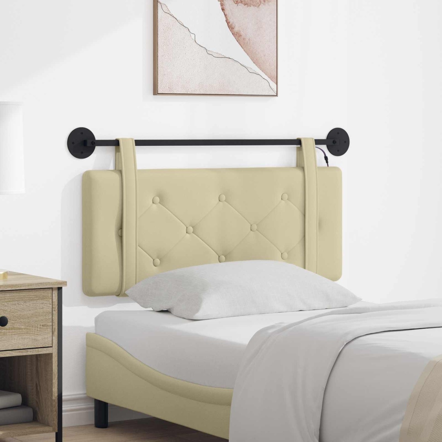 Tête de lit suspendue Crème Simili cuir