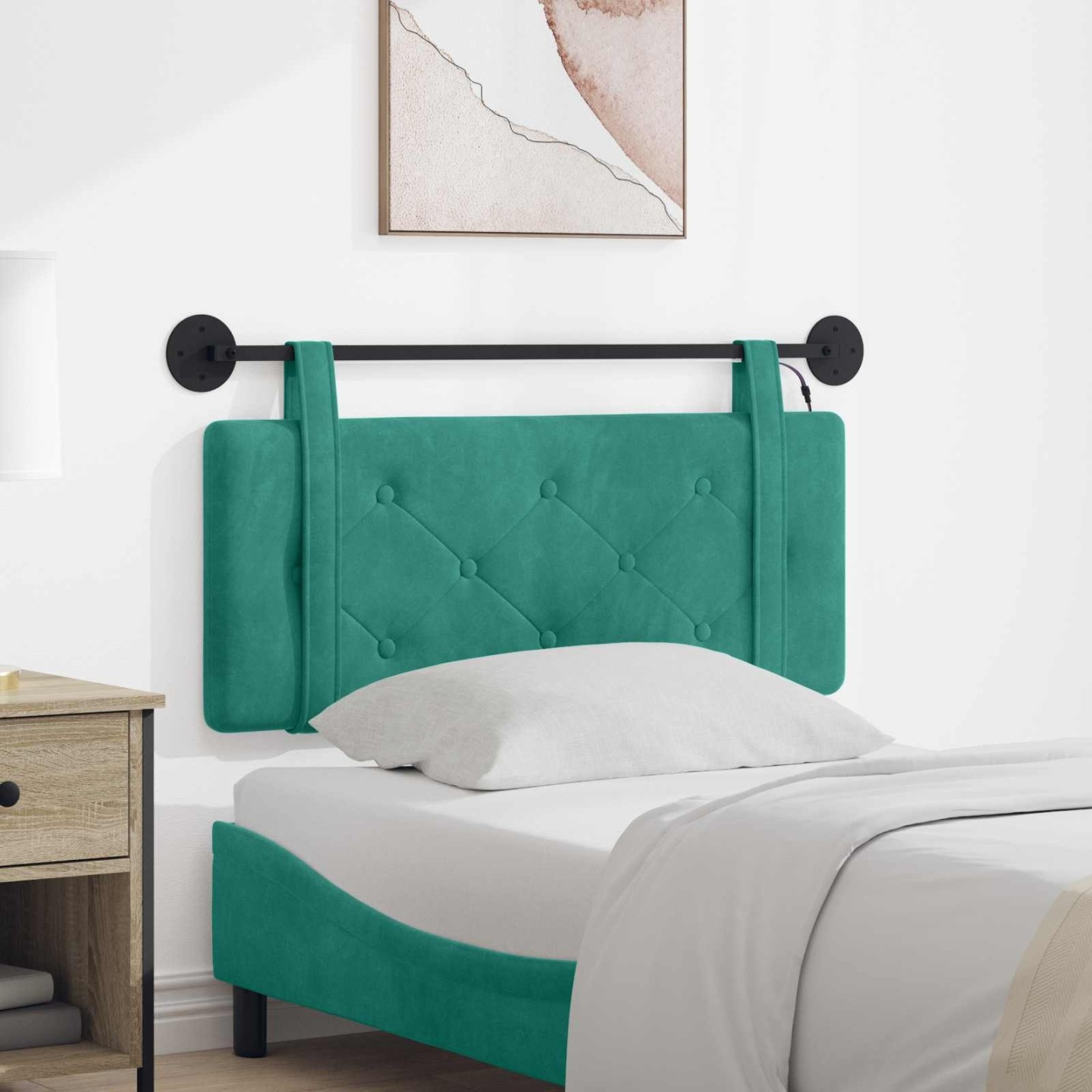 Tête de lit suspendue Turquoise Velours