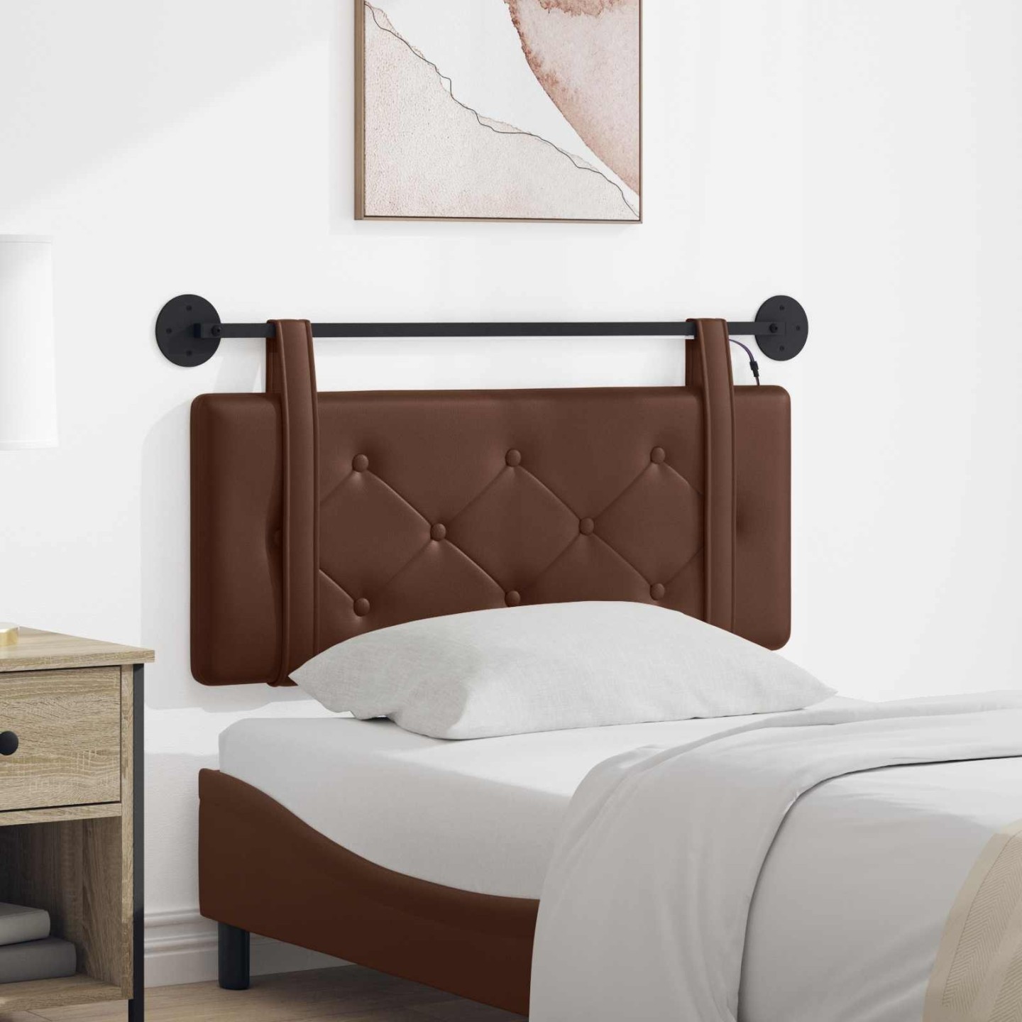 Tête de lit suspendue Marron Simili cuir