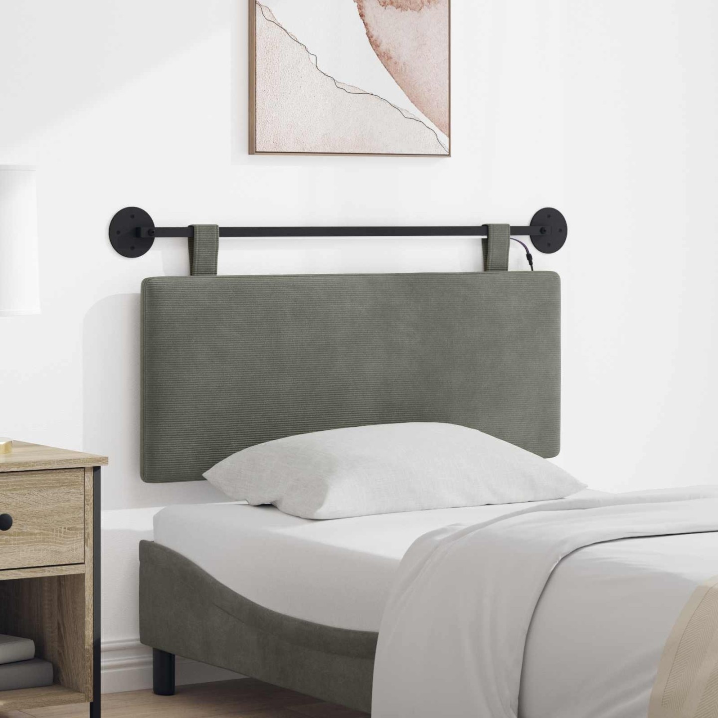 Tête de lit suspendue Gris clair Tissu en velours côtelé